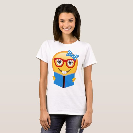 Emoji Nerd Bookworm Shirt (Voorkant volledig)
