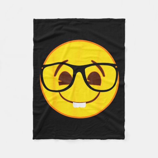 Emoji Nerd Gles Yellow Smile Face  Fleece Deken (Voorkant)
