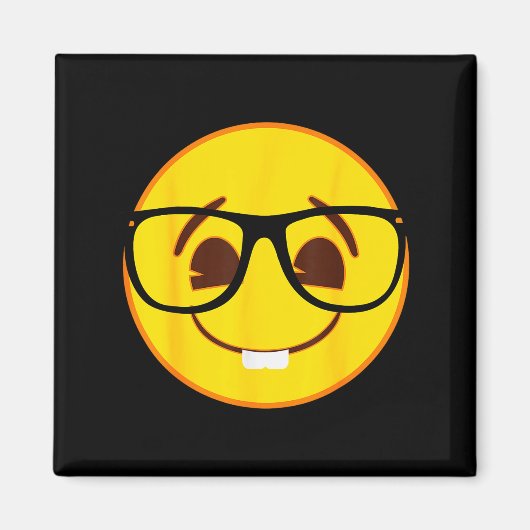 Emoji Nerd Gles Yellow Smile Face Magneet (Voorkant)