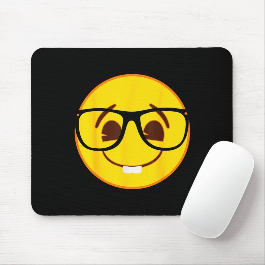 Emoji Nerd Gles Yellow Smile Face  Muismat (Met muis)