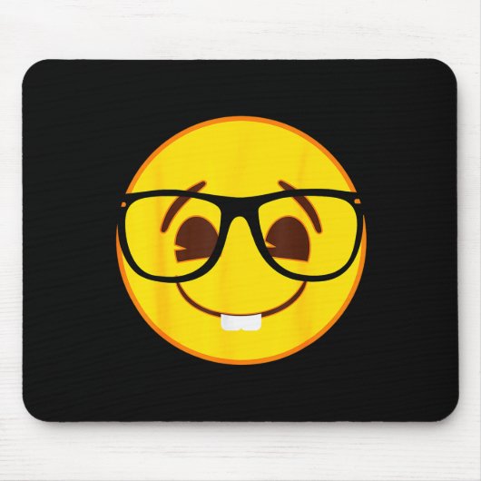 Emoji Nerd Gles Yellow Smile Face  Muismat (Voorkant)