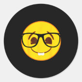 Emoji Nerd Gles Yellow Smile Face Ronde Sticker (Voorkant)