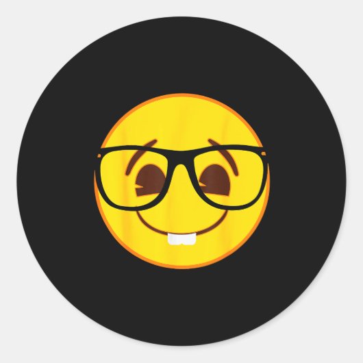 Emoji Nerd Gles Yellow Smile Face  Ronde Sticker (Voorkant)