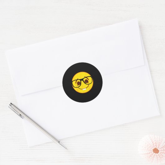 Emoji Nerd Gles Yellow Smile Face  Ronde Sticker (Envelop)