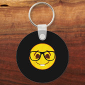 Emoji Nerd Gles Yellow Smile Face Sleutelhanger (Voorkant)