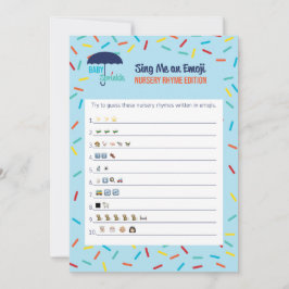 Emoji Nursery Rhyme Baby shower Game Card Kaart