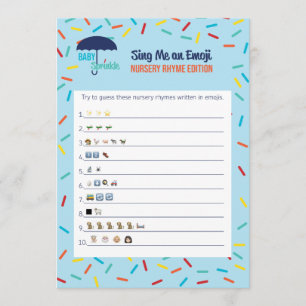 Emoji Nursery Rhyme Baby shower Game Card Kaart