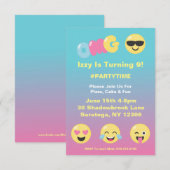 Emoji Ombre Girly verjaardagsuitnodiging Kaart (Voorkant / Achterkant)