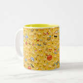 emoji-overbelasting tweekleurige koffiemok (Voorkant links)