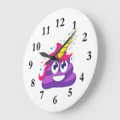 Emoji Paarse Unicorn Poop Grote Klok (Hoek)