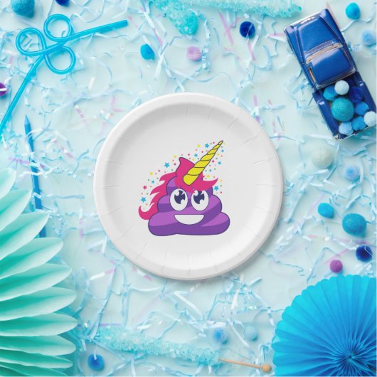 Emoji Paarse Unicorn Poop Papieren Bordje (Feest)