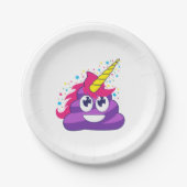 Emoji Paarse Unicorn Poop Papieren Bordje (Voorkant)