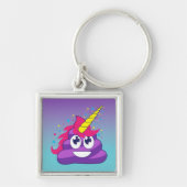 Emoji Paarse Unicorn Poop Sleutelhanger (Voorkant)