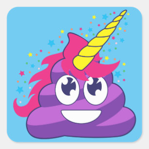 Emoji Paarse Unicorn Poop Vierkante Sticker