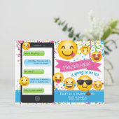 Emoji Party Birthday Invitations Confetti Kaart (Staand voorkant)