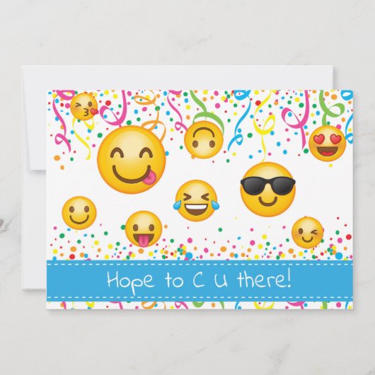 Emoji Party Birthday Invitations Confetti Kaart (Achterkant)