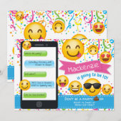 Emoji Party Birthday Invitations Confetti Kaart (Voorkant / Achterkant)
