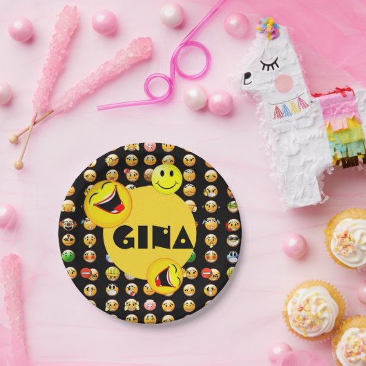 Emoji Party - Gepersonaliseerd Papieren Bordje (Feest)