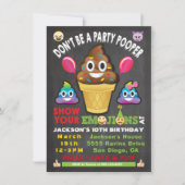 Emoji Party Icecream Pooper Birthday Invitation Kaart (Voorkant)