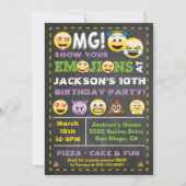 Emoji Party OMG Verjaardag Uitnodiging (Voorkant)