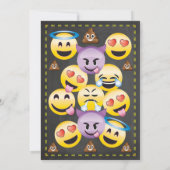 Emoji Party OMG Verjaardag Uitnodiging (Achterkant)