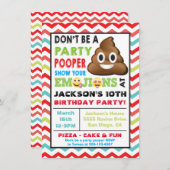 Emoji Party Pooper Birthay Uitnodiging (Voorkant / Achterkant)