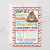 Emoji Party Pooper Birthay Uitnodiging (Voorkant)