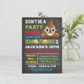 Emoji Party Pooper Boys Birthday Party Uitnodiging (Staand voorkant)