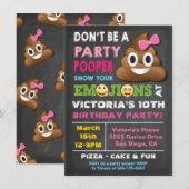Emoji Party Pooper Girl Birthay Kaart (Voorkant / Achterkant)