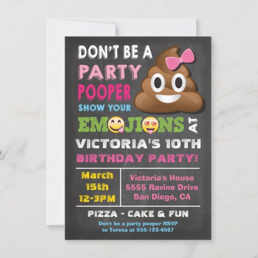 Emoji Party Pooper Girl Birthay Kaart (Voorkant)