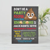 Emoji Party Pooper Uitnodiging voor geboorte (Staand voorkant)