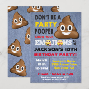 Emoji Party Pooper Uitnodiging voor geboorte