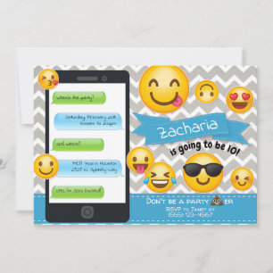 Emoji Party Verjaardag Uitnodigingen Blue Boys