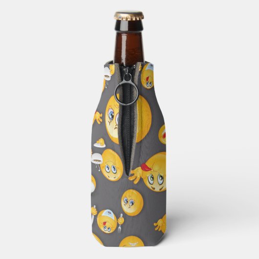 Emoji Pattern 2 Flesjeskoeler (Fles Achterkant)