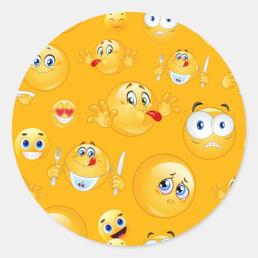 Emoji Pattern 2 Ronde Sticker (Voorkant)