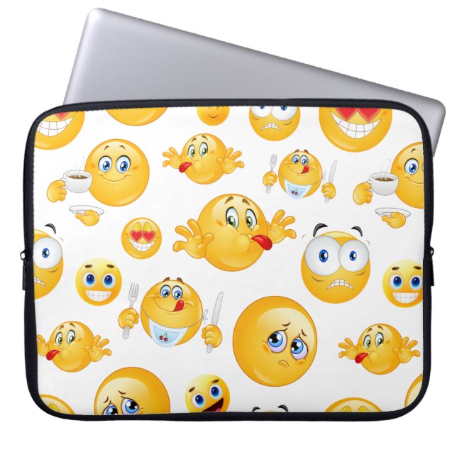 Emoji Pattern Laptop Sleeve (Voorkant)