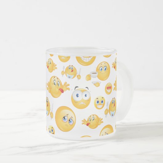 Emoji Pattern Matglas Koffiemok (Voorkant rechts)