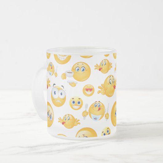 Emoji Pattern Matglas Koffiemok (Voorkant links)