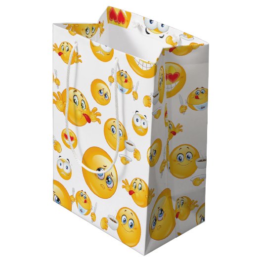 Emoji Pattern Medium Cadeauzakje (Achterkant Gekanteld)