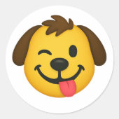 Emoji Perro Divertido – Estilo Kawaii para Amantes Ronde Sticker (Voorkant)