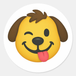 Emoji Perro Divertido – Estilo Kawaii para Amantes Ronde Sticker