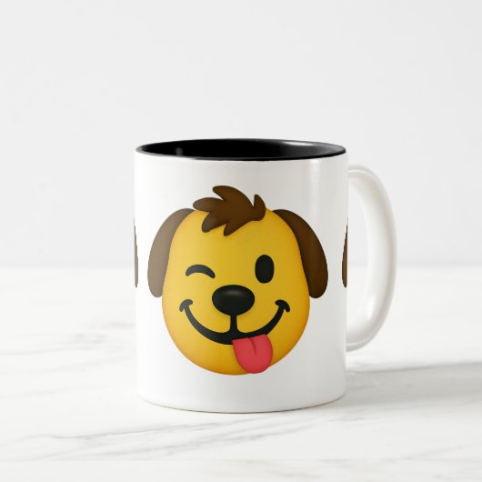 Emoji Perro Divertido – Estilo Kawaii para Amantes Tweekleurige Koffiemok (Voorkant rechts)