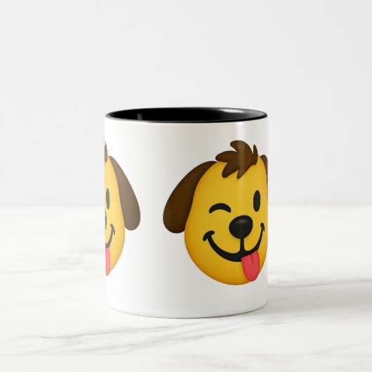 Emoji Perro Divertido – Estilo Kawaii para Amantes Tweekleurige Koffiemok (Center)