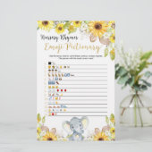 Emoji pictionary baby shower game gele olifant (Staand voorkant)