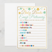 Emoji Pictionary Baby shower Game Mint Gold Stars Kaart (Voorkant / Achterkant)