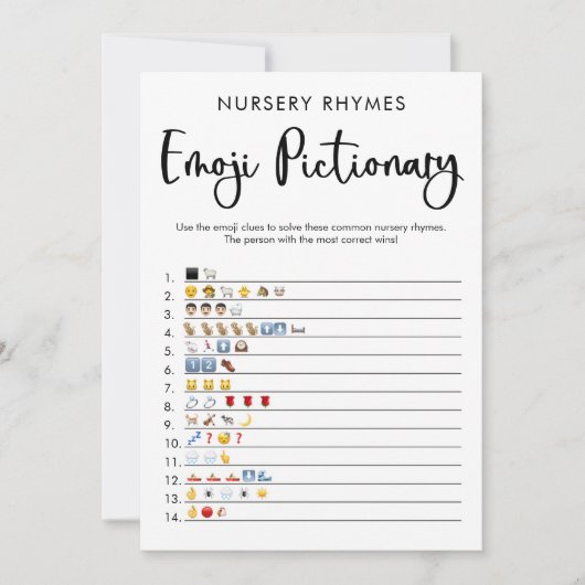Emoji pictionary baby shower game seksneutraal kaart (Voorkant)