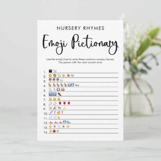 Emoji pictionary baby shower game seksneutraal kaart (Staand voorkant)