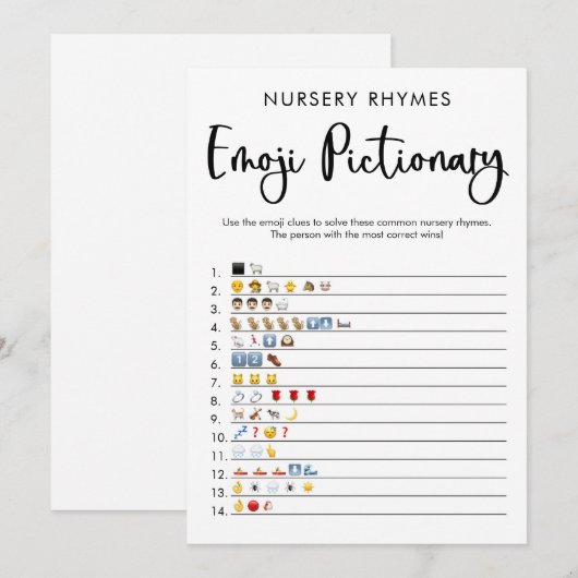 Emoji pictionary baby shower game seksneutraal kaart (Voorkant / Achterkant)