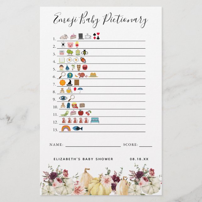 Emoji Pictionary | Baby Shower Spel (Voorkant)