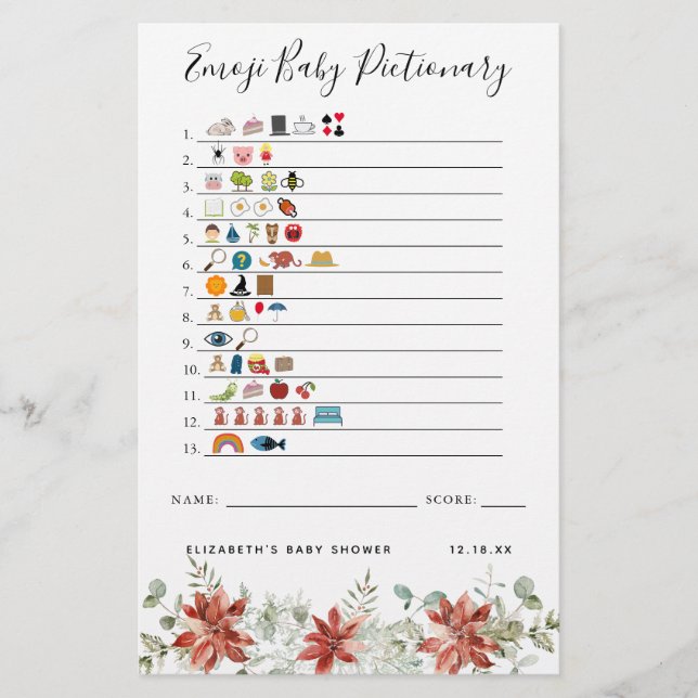 Emoji Pictionary | Baby Shower Spel (Voorkant)
